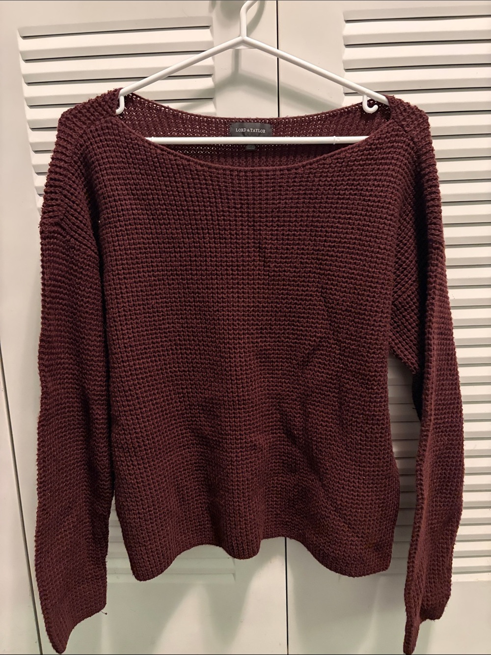 Lord & Taylor Women's Burgundy Waffle Knit Pullover
